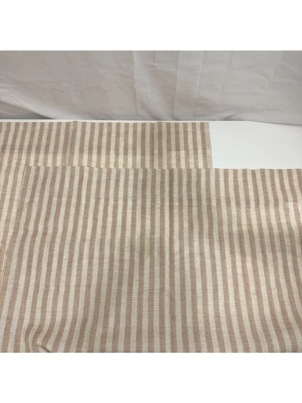Vangao 2 Pack Stripe Farmhouse Kitchen 24” Length X 26” Linen Cafe Curtains Tan